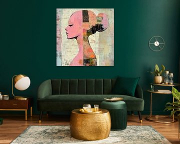 Moderne Frau mit Rosa und Schwarz von Kunst Laune