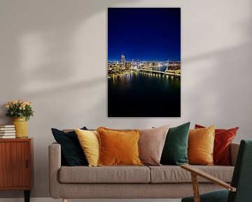 Rotterdam skyline nachtelijk uitzicht bij Erasmusbrug over de Nieuwe Maas van Sjoerd van der Wal Fotografie