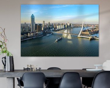 Rotterdam skyline uitzicht op de Nieuwe Maas met de Erasmusbrug van Sjoerd van der Wal Fotografie