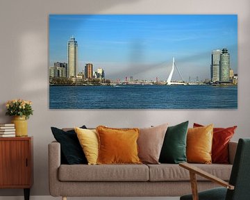 Rotterdam skyline uitzicht op de Nieuwe Maas met de Erasmusbrug van Sjoerd van der Wal Fotografie