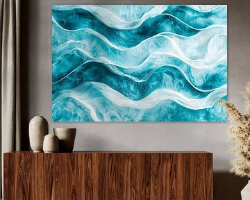 Abstract wavy lines in blue by Art & Soul Creations