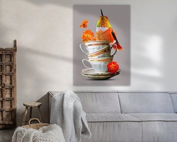 Colibri sur tasse et soucoupe sur Postergirls