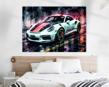 Porsche 911 GT3 RS White with Black Stripes by MIROKKU