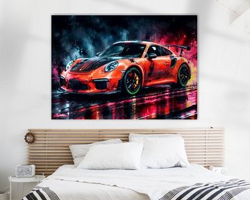 Porsche 911 GT3 RS White with Red Stripes by MIROKKU