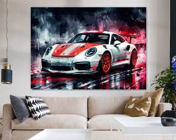 Porsche 911 GT3 RS White with Red Stripes by MIROKKU