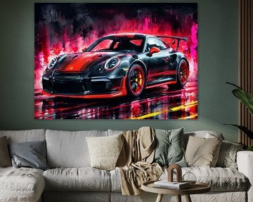 Porsche 911 GT3 RS Black with Red Stripes by MIROKKU
