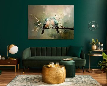 Two romantic birds on a blossom branch by Studio Pieternel