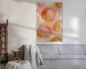 Abstract watercolor in ocher and pink by Dina Dankers