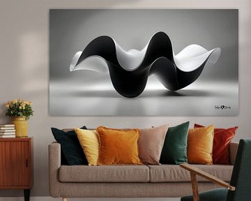 Monochrome Flow - Abstract Black and White Art in Motion