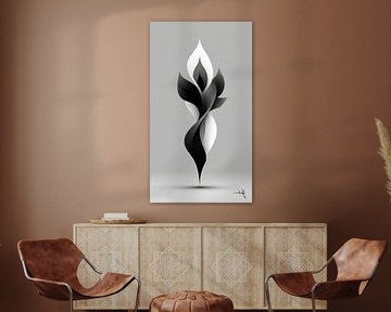 Monochrome Flow - Abstract Black and White Art in Motion