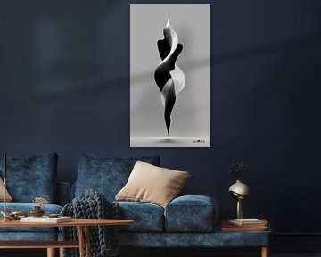 Monochrome Flow - Abstract Black and White Art in Motion