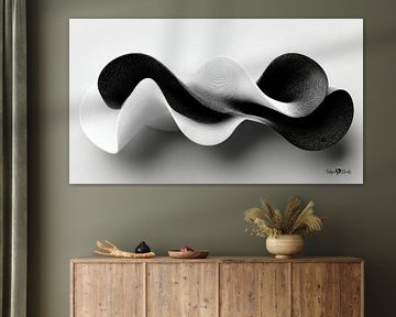 Monochrome Flow - Abstract Black and White Art in Motion