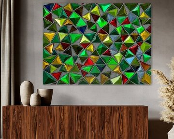 Driehoekige Juweeltinten Abstract Mozaïek Kunstdruk van Artistic