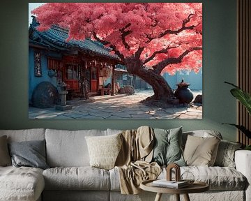 picturesque Japan garden sakura blossom by Egon Zitter
