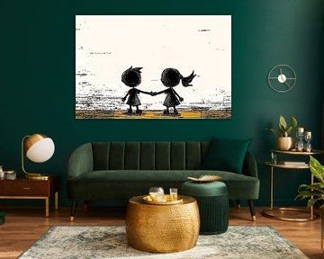 Two children hand in hand