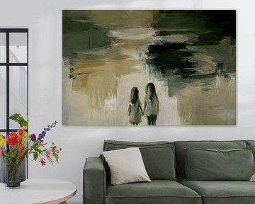 Kinder in abstrakter Landschaft von Art & Soul Creations