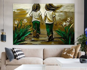 Wall decoration with two children