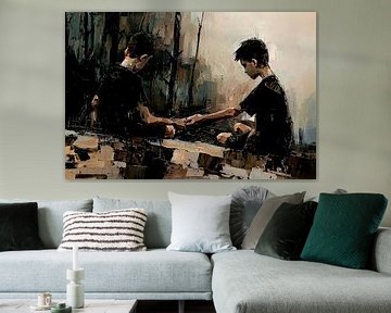 Two people in abstract moment by Art & Soul Creations