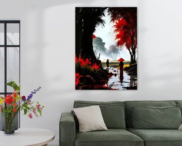 Stiller Durchgang: Herbstlicher Bach in Vietnam von A.D. Digital ART