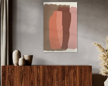 Modern colorful abstract in muted pink, red, taupe by Abstract Minimalist Art
