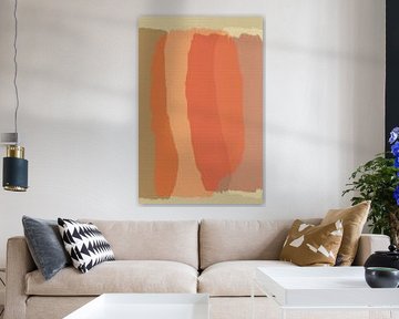 Modern colorful abstract in orange, taupe, beige