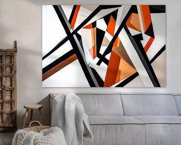 Geometric art in black and orange by Art & Soul Creations