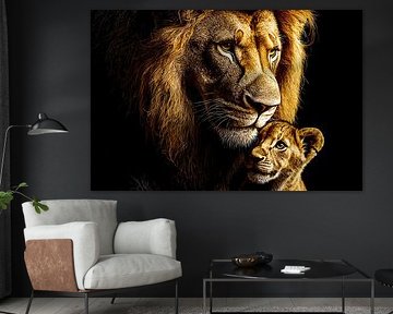 Lion and cub in harmony