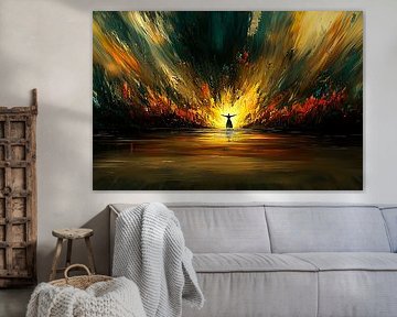 Vrouw omringd door vuur van Imperial Art House