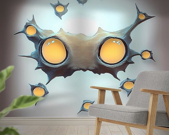 Voorbeeld van het werk in een kamer