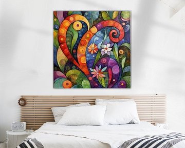 Abstracte bloemen en tentakels kleurrijk