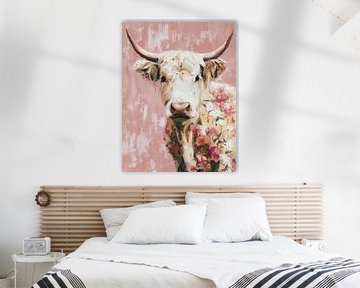 Bloeiend Krachtig – Schotse Hooglander in Bloemenpracht van But First Framing