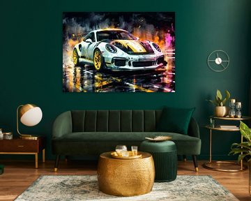 Porsche 911 GT3 RS White and Orange Black Stripes by MIROKKU