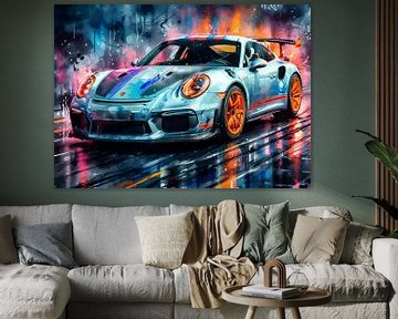 Porsche 911 GT3 RS Silver and Blue Black Accent by MIROKKU