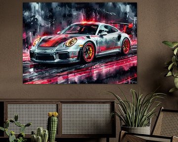 Porsche 911 GT3 RS Silver and Red Black Accent by MIROKKU