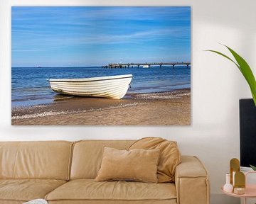 Fishing boat and pier on the beach of Bansin on the island of Us by Rico Ködder