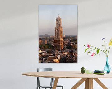 Utrecht Cathedral Tower in the skimming light of the early evening captured from the Neudeflat. by De Utrechtse Grachten