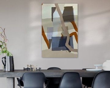 Modern abstract in taupe, terracotta, beige en wit van Dina Dankers