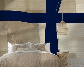 Modernes Abstraktes in Beige und Blau