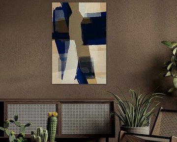 Minimalist abstract in cobalt and cream by Dina Dankers