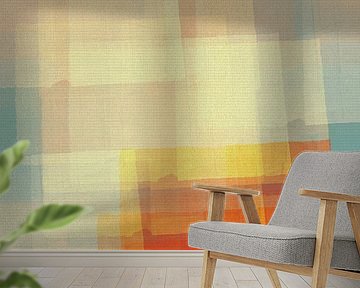 Abstrakte Formen in Koralle, Sand und Türkis