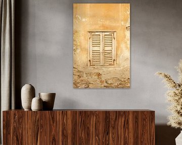Weathered shutters in an old wall in Monticello d'Alba in Italy - street and travel photography