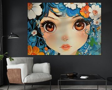 Meisje met Bloemen van Blikvanger Schilderijen