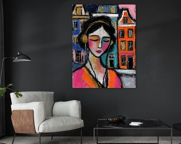 Écouteurs pour femmes sur Peinture Abstraite