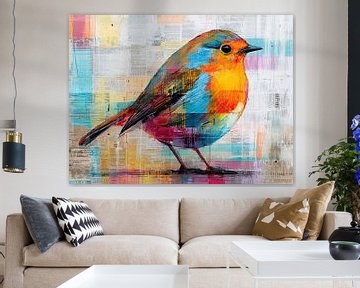 Kleurige Vogel van Abstract Schilderij