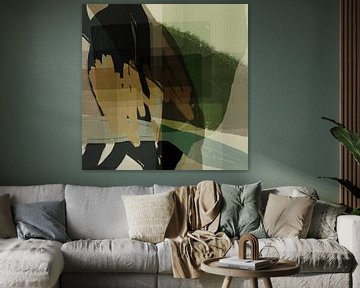 Minimalistisch abstract in salie en taupe van Abstract Minimalist Art