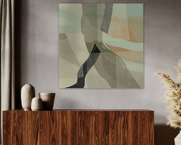 Abstract lines in pale green and brown by Abstract Minimalist Art