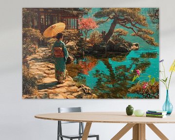 Gemälde Japan Geisha im Garten von Egon Zitter