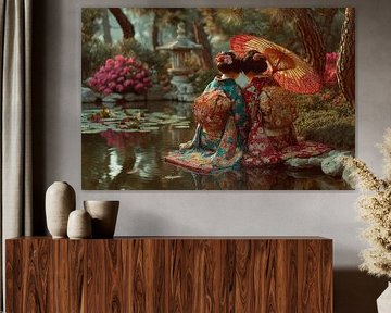 Picturesque Japanese art with Geisha by Egon Zitter
