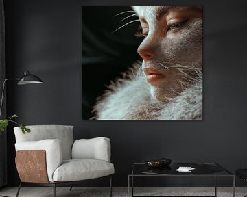 Cat Woman - human animal merge, sublime cat diva white fur by Florian Wunderling