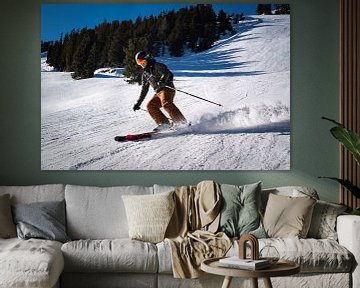 Skiër in de Alpen, Oostenrijk van Michael Fousert